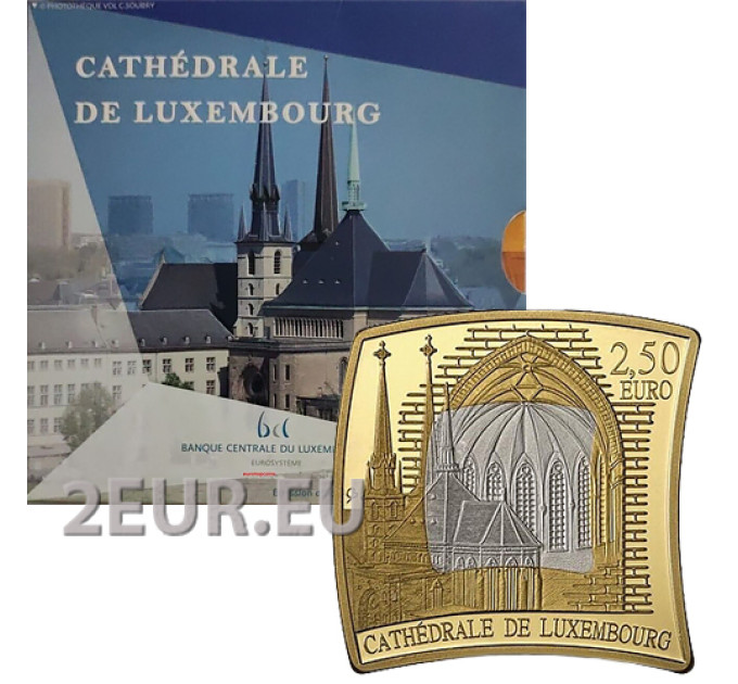 Luxemburg 2,5 euron hopea PROOF 2023 - Notre Damen katedraali