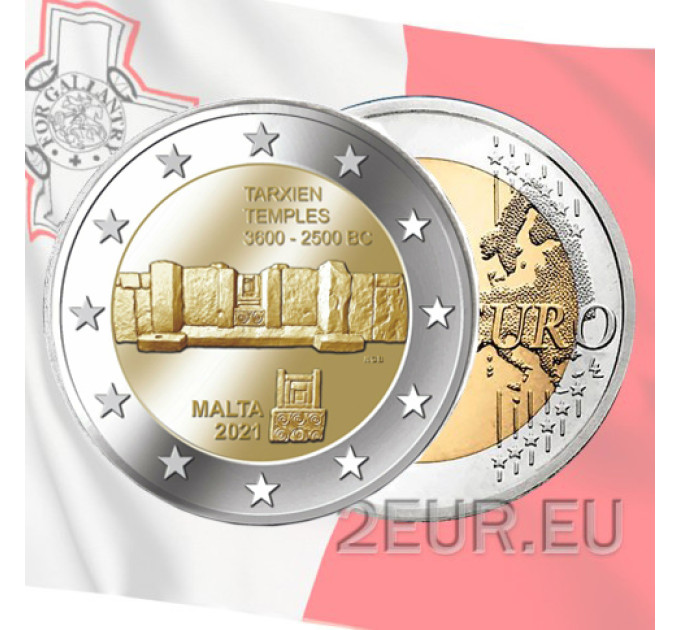 Malta 2 euroa UNC rullaa 2021 - Tarxienin temppeli