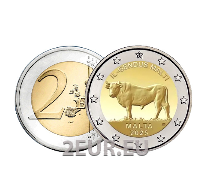 Malta 2 euroa UNC 2025 - Maltan härkä