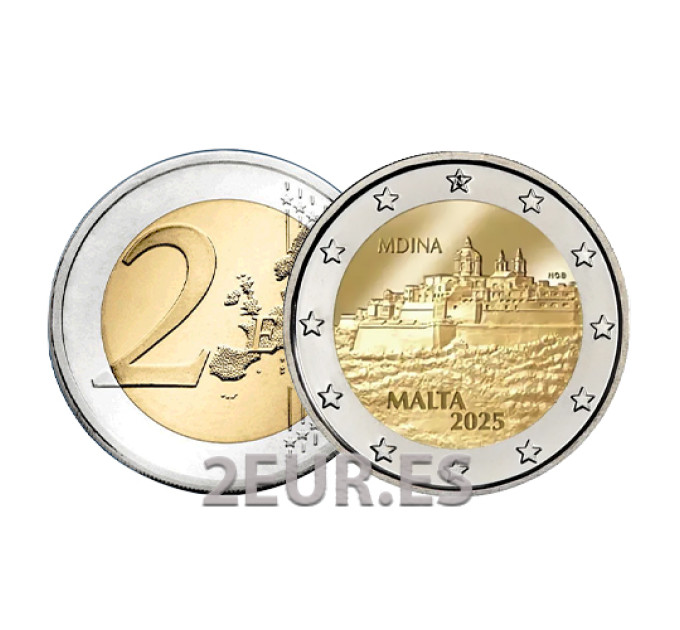 Malta 2 euroa UNC 2025 - Mdinan historiallinen kaupunki