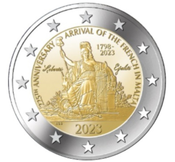 Malta 2 euroa UNC 2023 - 225 vuotta ranskalaisten saapumisesta Maltalle - Napoleon Bonaparte