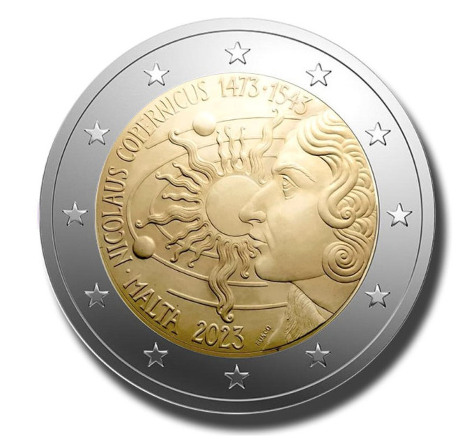 Malta 2 euroa UNC 2023 - 550 vuotta Nikolaus Kopernikuksen syntymästä