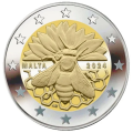 Malta 2 euroa UNC 2024 - Maltalainen mehiläinen