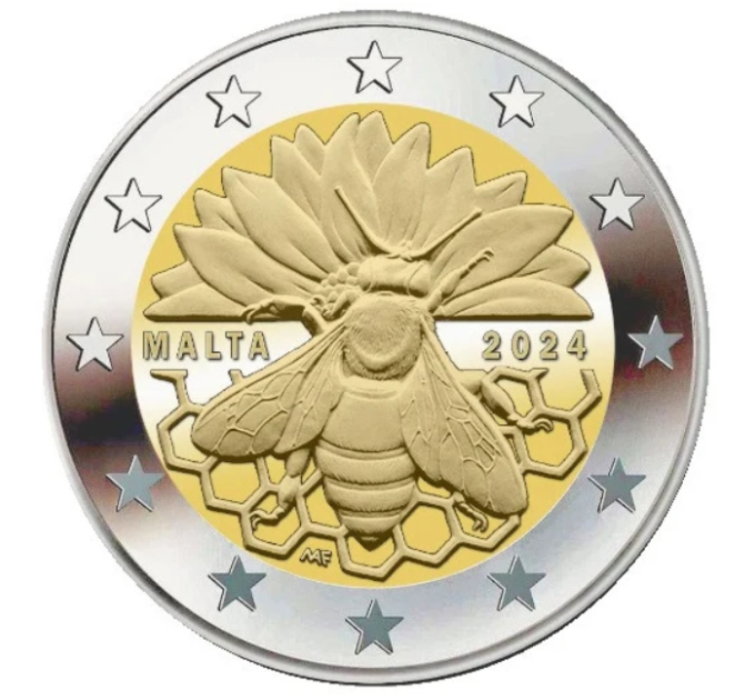 Malta 2 euroa UNC 2024 - Maltalainen mehiläinen