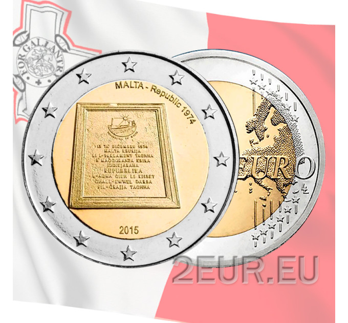 Malta 2 euroa UNC 2015 - Tasavalta 1974