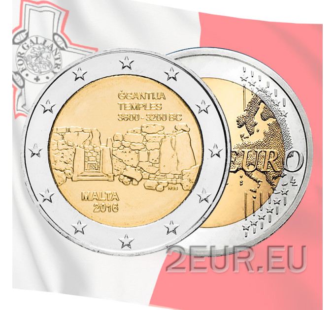Malta 2 euroa UNC 2016 - Ggantija-temppelit