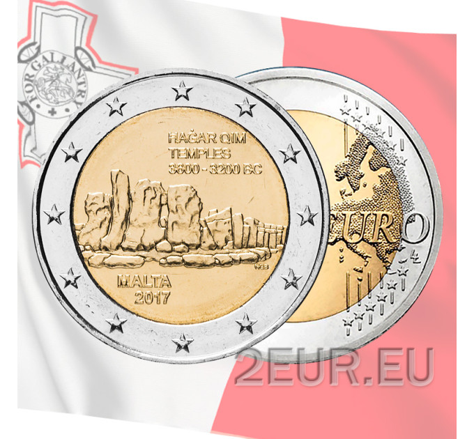 Malta 2 euroa UNC 2017 - Hagar Qimin temppelit