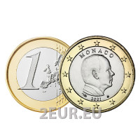 Monaco 1 euro UNC 2021 - Prinssi Albert II