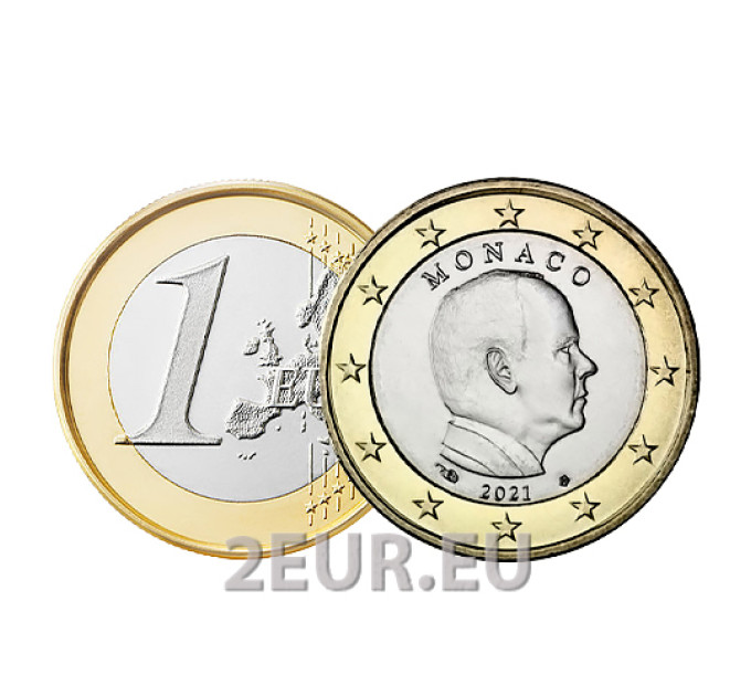 Monaco 1 euro UNC 2021 - Prinssi Albert II