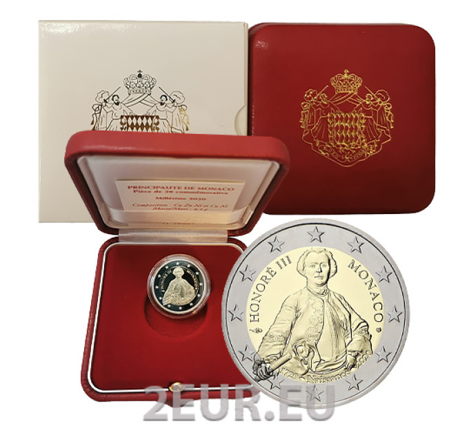 Monaco 2 euroa PROOF 2020 - 300 vuotta prinssi Honoré III:n syntymästä