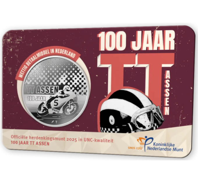 Hollanti 5 euroa UNC 2025 - 100 vuotta TT Assen 