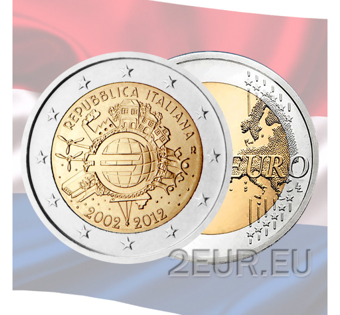 Alankomaat 2 euroa UNC 2012 - 10 vuotta eurokäteistä