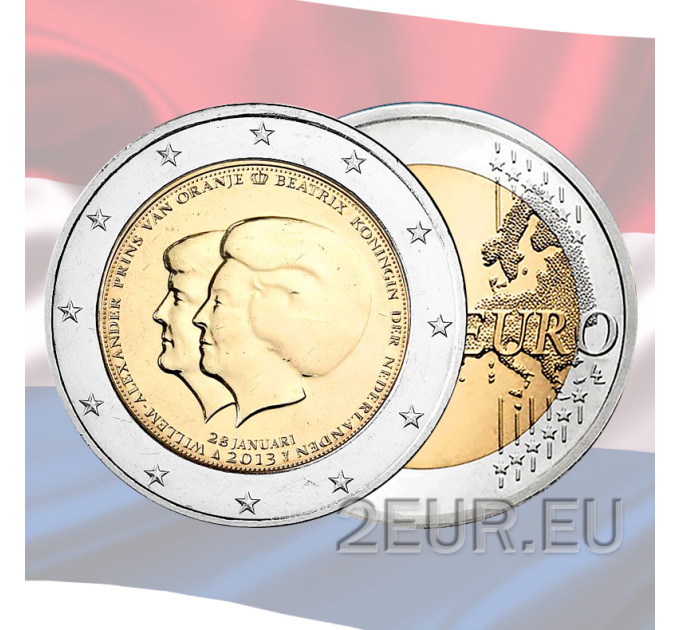 Alankomaat 2 euroa UNC 2013 - Kaksoismuotokuva - Beatrix ja Willem Alexander