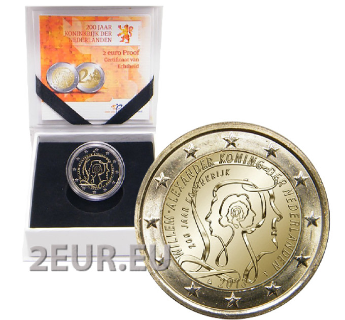 Hollanti 2 euroa proof 2013 - Alankomaiden kuningaskunnan 200-vuotisjuhla