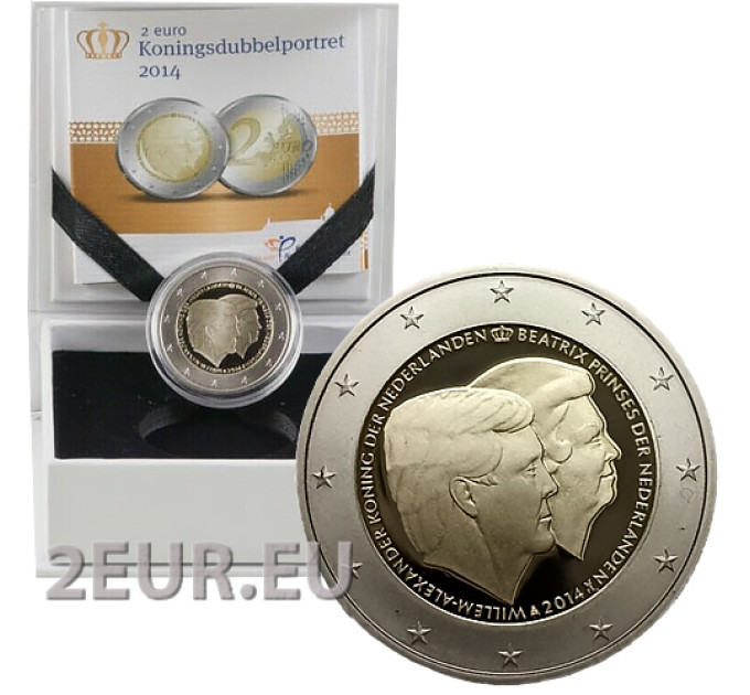 Hollanti 2 euroa proof 2014 - Kuningas Willem-Alexander ja prinsessa Beatrix