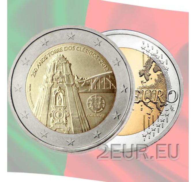 Portugali 2 euroa UNC 2013 - Clerigos Towerin 250 vuotta