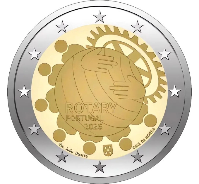 Portugali 2 euroa UNC 2026 - Rotary-säätiön 100-vuotisjuhla Portugalissa