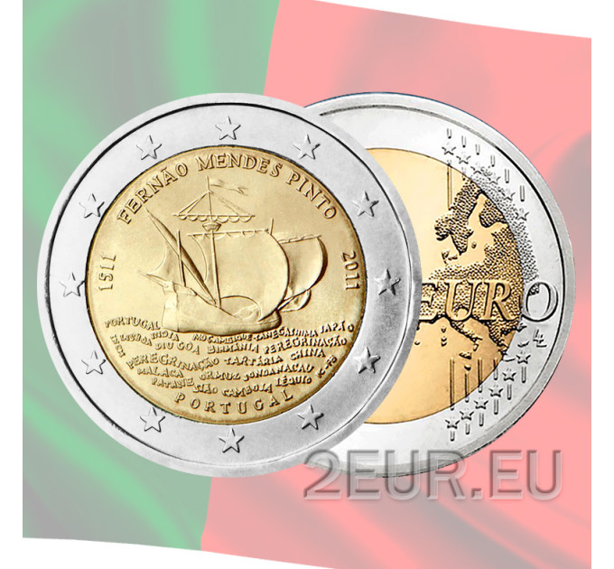 Portugali 2 euroa UNC 2011 - 500 vuotta Fernao Mendes Pinton syntymästä