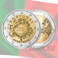 Portugali 2 euroa UNC 2012 - 10 vuotta Euro Cash