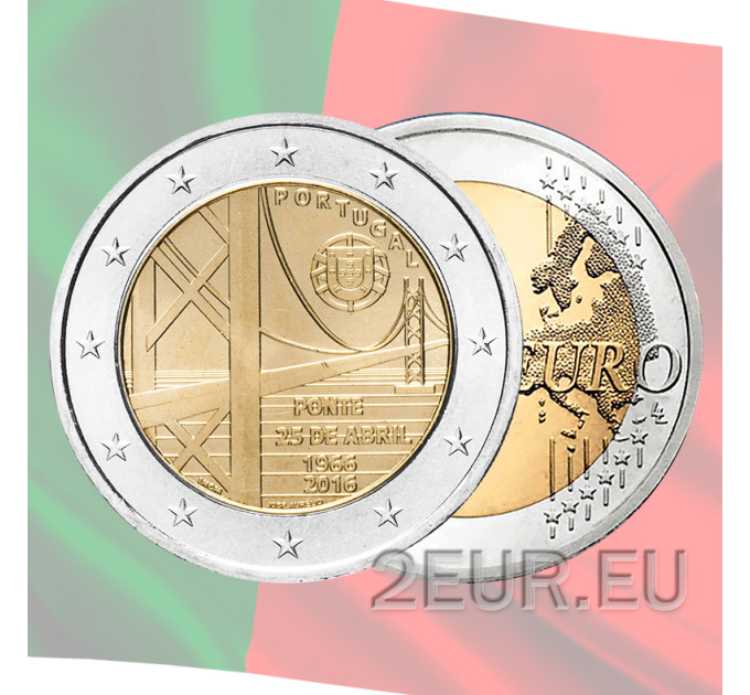 Portugali 2 euroa UNC 2016 - 50 vuotta 25. huhtikuuta sillan avajaisista