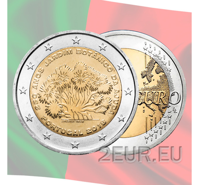 Portugali 2 euroa UNC 2018 - 250 vuotta Ajudan kasvitieteellisen puutarhan perustamisesta