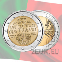 Portugali 2 euroa UNC 2020 - 75 vuotta Yhdistyneet Kansakunnat