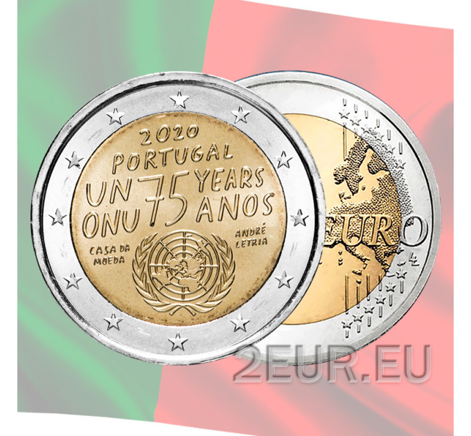 Portugali 2 euroa UNC 2020 - 75 vuotta Yhdistyneet Kansakunnat