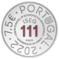 Portugali 7,5 euron hopea proof 2022 - 111 vuotta Lissabonin kauppakorkeakoulusta - ISEG