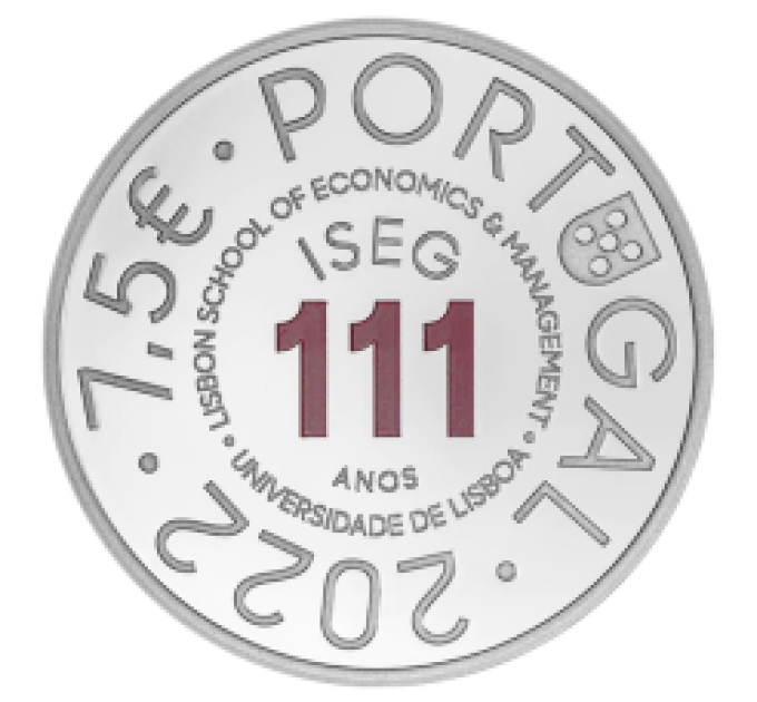 Portugali 7,5 euron hopea proof 2022 - 111 vuotta Lissabonin kauppakorkeakoulusta - ISEG