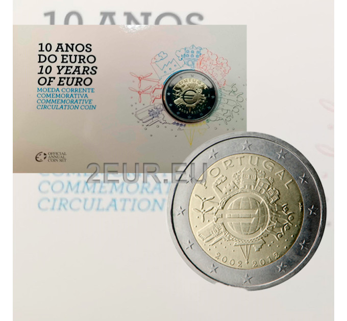 Portugali 2 euroa proof 2012 - 10 vuotta eurokäteistä  