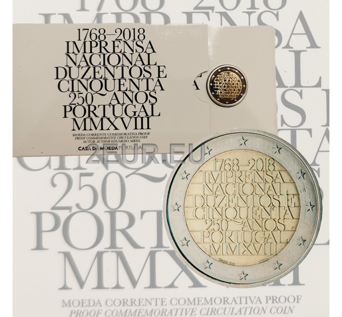 Portugali 2 euroa proof 2018 - Kansallisen painolaitoksen INCM 250-vuotispäivä 