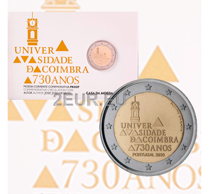 Portugali 2 euroa proof 2020 - 730 vuotta Coimbran yliopisto  