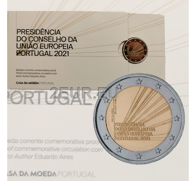 Portugali 2 euroa proof 2021 - Euroopan unionin neuvoston puheenjohtajakausi 