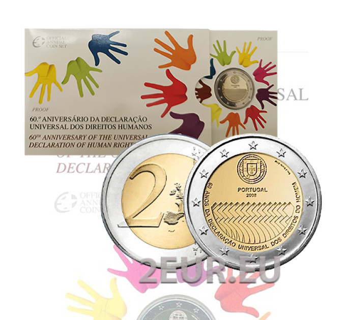 Portugali 2 euroa proof 2008 - 60 vuotta ihmisoikeudet  