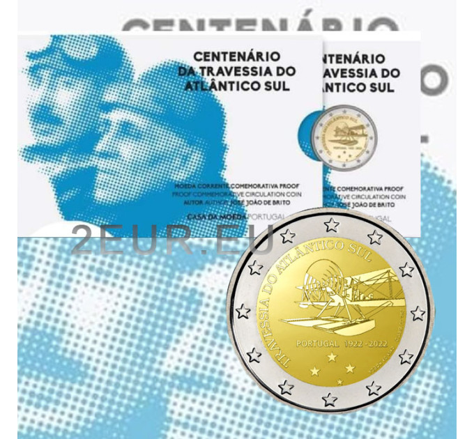 Portugali 2 euroa proof 2022 - 100 vuotta ensimmäisestä Etelä-Atlantin lentomatkasta 