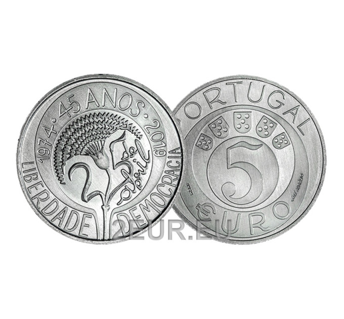 Portugali 5 euroa UNC 2019 - Neilikkavallankumouksen 45-vuotispäivä