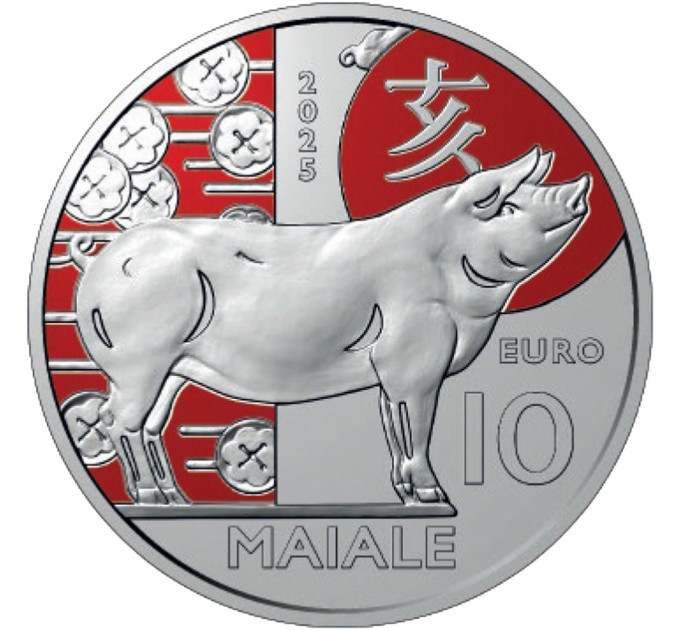 San Marino 10 euroa BU 2025 - Kiinalainen kuukalenteri -  "Sika"