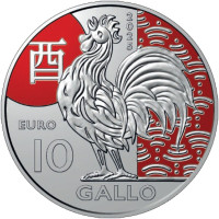 San Marino 10 euroa BU 2025 - Kiinalainen kuukalenteri -  "Kukko"