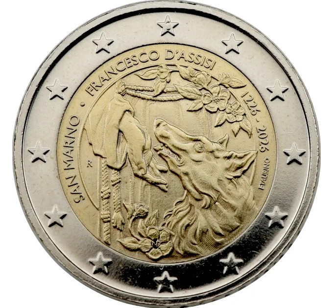 San Marino 2 euroa Proof 2026 - Assisilaisen Franciscus kuoleman 800-vuotismuisto