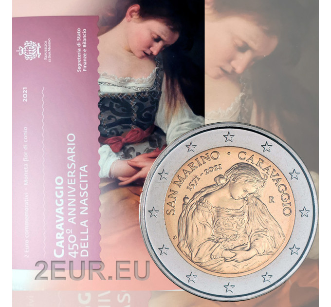 San Marino 2 euroa BU 2021 - 450 vuotta Caravaggion syntymästä