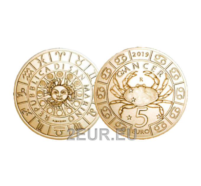 San Marino 5 euro UNC 2019 - "Horoskoopit - Syöpä"