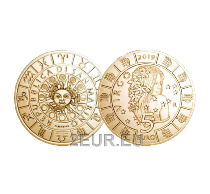 San Marino 5 euro UNC 2019 - "Horoskoopit - Neitsyt"