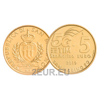 San Marino 5 euro UNC 2019 - "5G-matkapuhelinverkko"