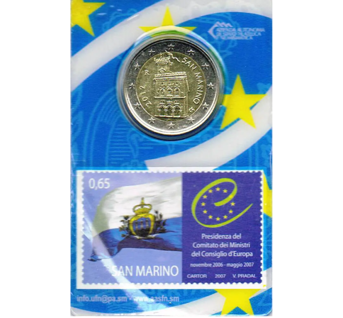San Marino 2 EURO BU 2012 + Leima