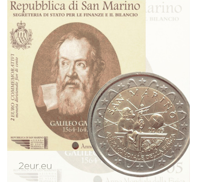 San Marino 2 euroa BU 2005 - Galileo Galilei