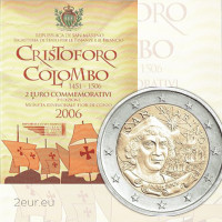 San Marino 2 euroa BU 2006 - 500 vuotta Christopher Columbuksen kuolemasta