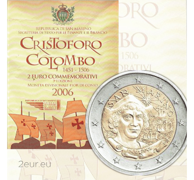 San Marino 2 euroa BU 2006 - 500 vuotta Christopher Columbuksen kuolemasta