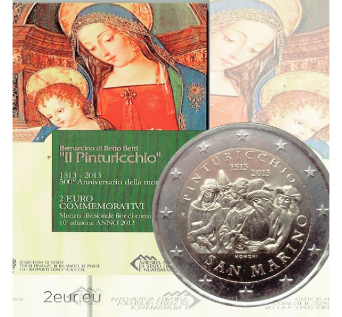 San Marino 2 euroa BU 2013 - 500 vuotta Pinturicchion kuolemasta