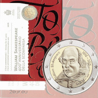 San Marino 2 euroa BU 2016 - 400 vuotta William Shakespearen kuolemasta