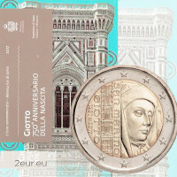 San Marino 2 euroa BU 2017 - 7750 vuotta Giotto di Bondonen syntymästä